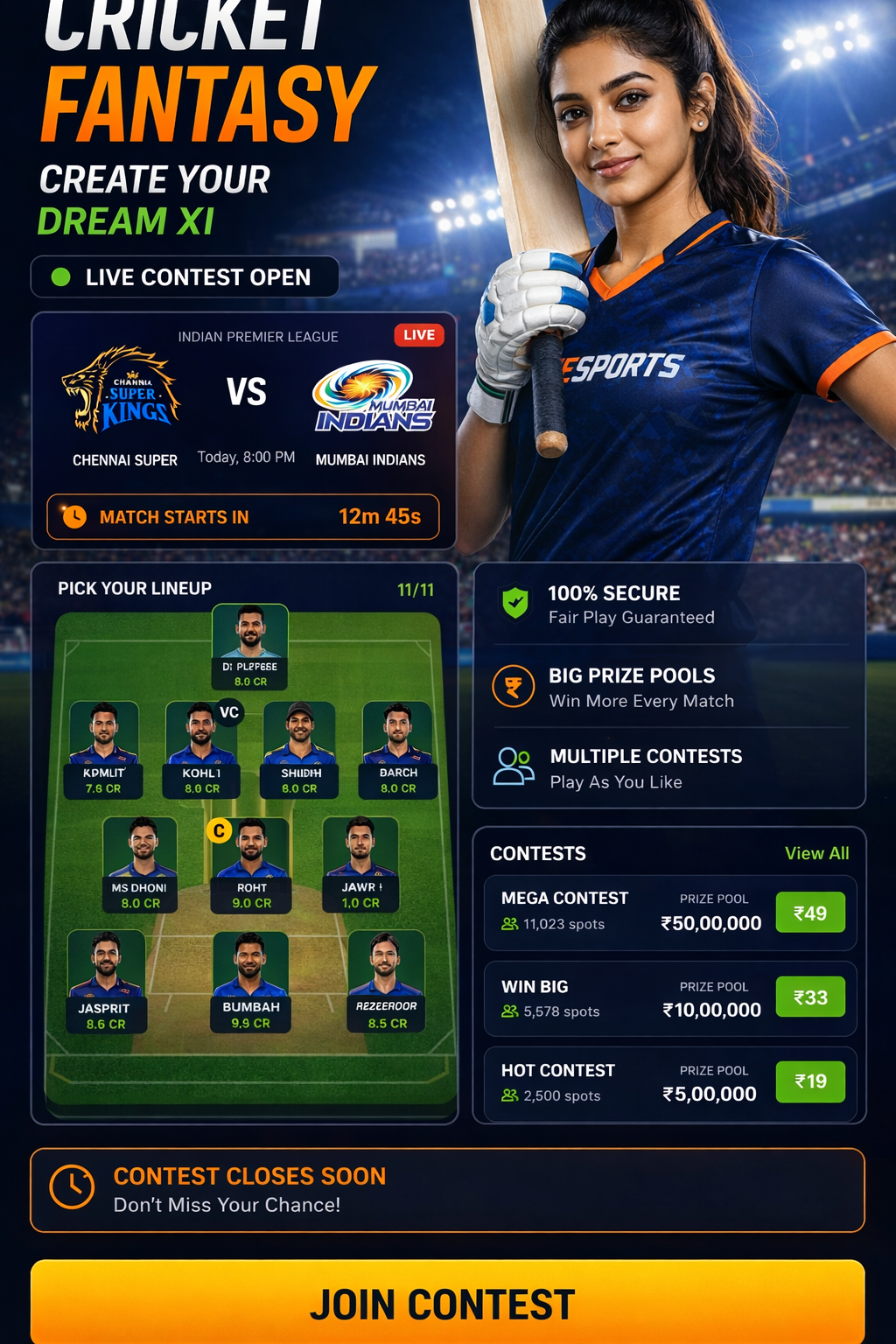 Come India App cricket matchday visual