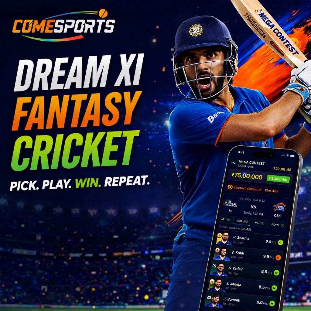Come India App Dream XI fantasy cricket ad visual