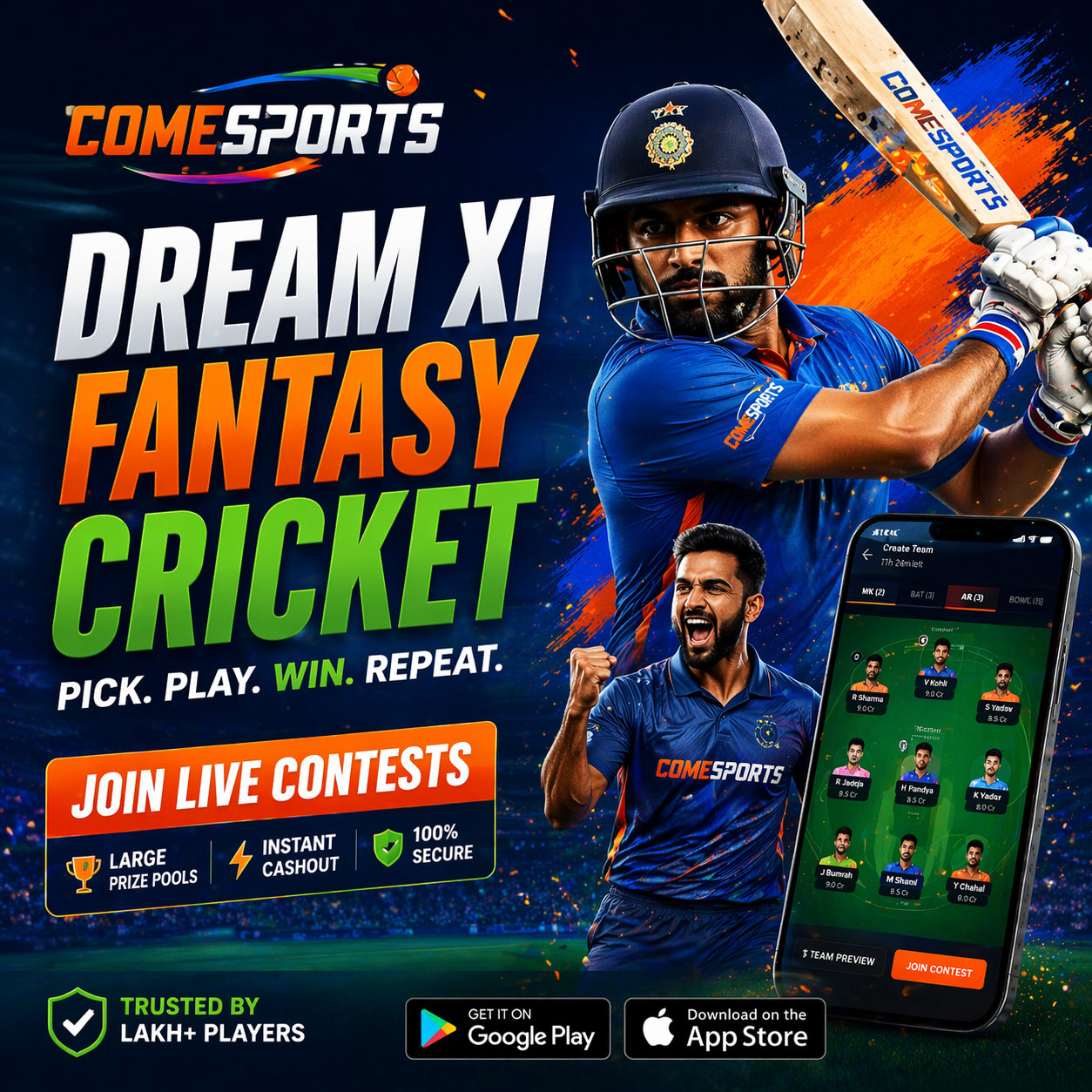 Come India App fantasy sports main visual